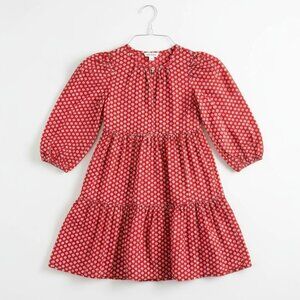 Crewcuts Girls Floral Dress Size 8 Red Cottagecore Casual Picnic Boho Retro